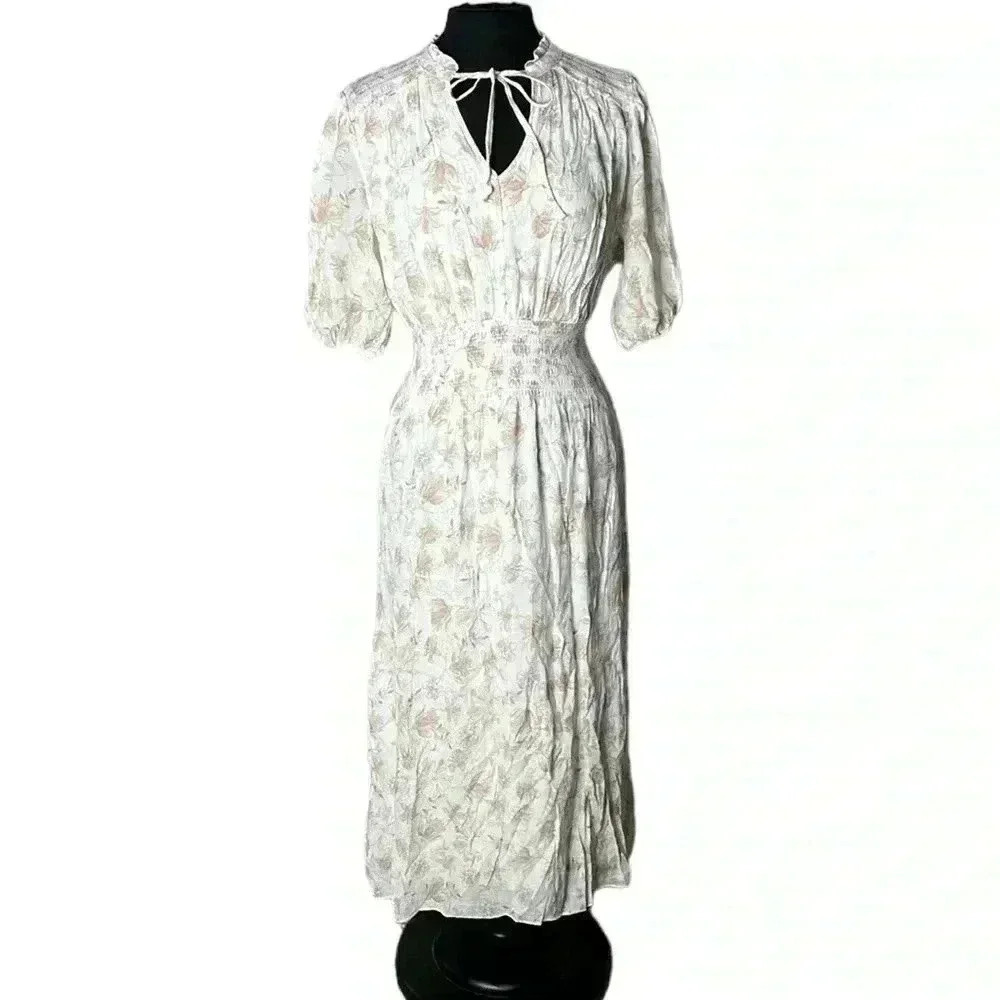 Kings Road Floral 3/4 Sleeve Maxi Dress Size L ((RR))